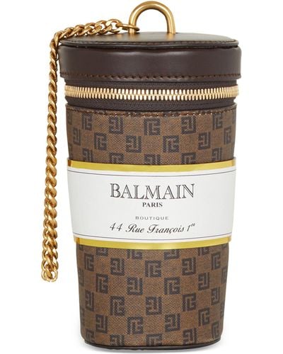 Balmain Small Monogram Coffee Cup Clutch Bag - Brown
