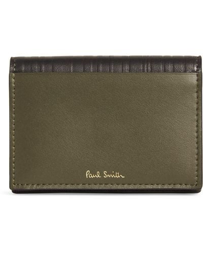 Paul Smith Leather Stripe-embossed Bifold Card Holder - Green