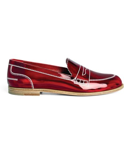 Christian Louboutin Mocalaureat Patent Leather Loafers - Red