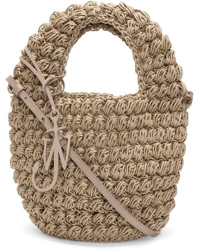 JW Anderson Medium Woven Popcorn Basket Bag - Metallic