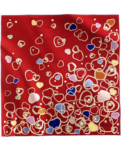Chopard Silk Happy Hearts Scarf - Red