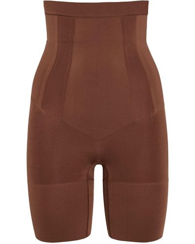 Spanx Oncore High-waist Mid-thigh Shorts - Brown