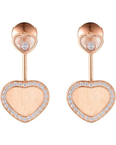 Chopard Rose Gold And Diamond Happy Hearts Earrings - Multicolour