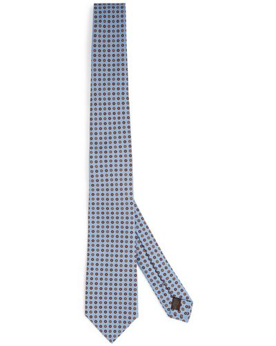 Canali Silk Floral Tie - Blue