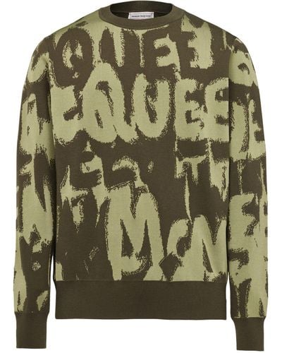 Alexander McQueen Graffiti Logo Sweater - Green