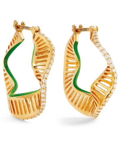 L'Atelier Nawbar Yellow Gold, Diamond And Enamel Twisted Wave Earrings - Metallic