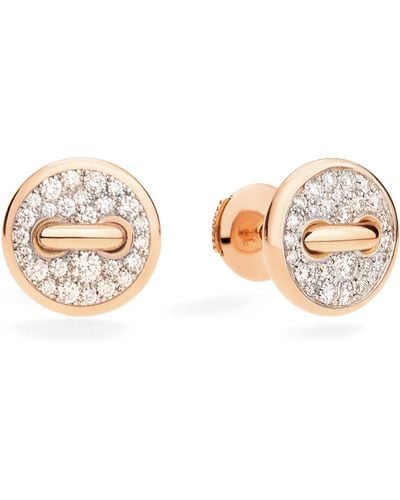 Pomellato Rose Gold And Diamond Pom Pom Dot Earrings - Natural