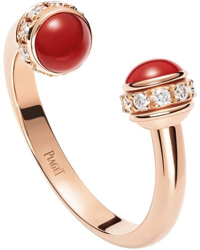 Piaget Rose Gold, Diamond And Carnelian Possession Open Ring - Pink