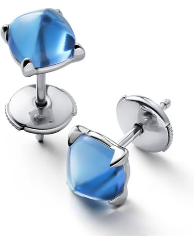 Baccarat Sterling Silver And Crystal Médicis Riviera Stud Earrings - Blue