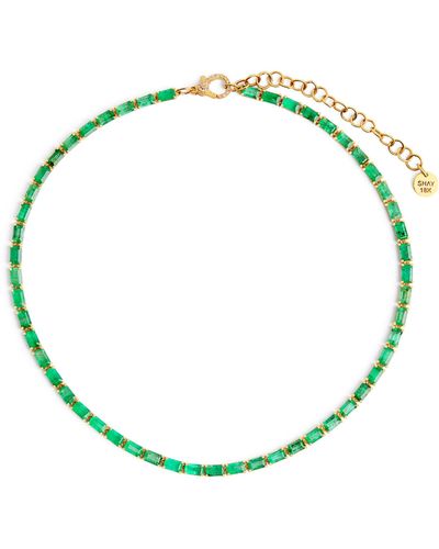 SHAY Yellow Gold And Emerald Tennis Necklace