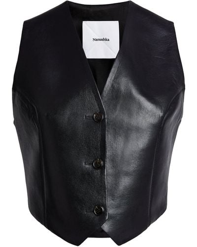Nanushka Regenerated Leather Arnona Waistcoat - Black
