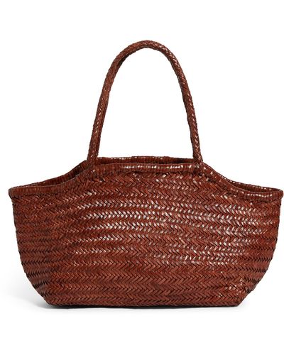 Weekend by Maxmara Leather Woven Tote Bag - Red