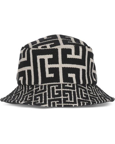 Balmain Reversible Monogram Bucket Hat - Black