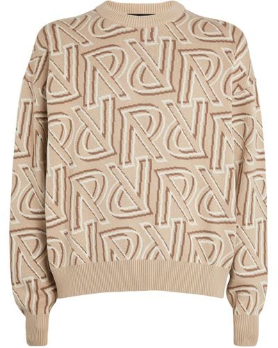 Represent Cotton-wool Monogram Sweater - Natural