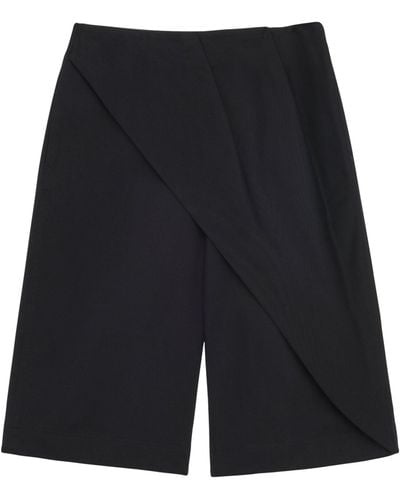 Loewe Cotton-blend Wrapped Pleated Shorts - Black