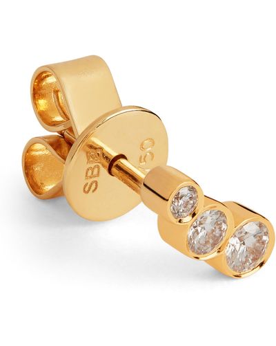 Sophie Bille Brahe Yellow Gold And Diamond Croissant Trois Single Right Earring - Metallic