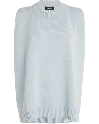 Eskandar Cashmere A-line Sweater Vest - Blue
