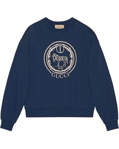 Gucci Cotton Logo Sweatshirt - Blue
