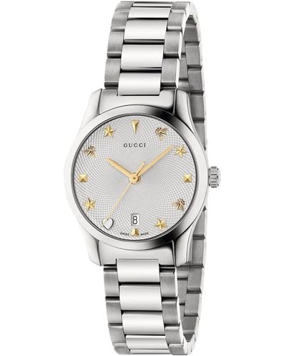 Gucci Stainless Steel G-timeless Bees And Stars Watch 27mm - Metallic