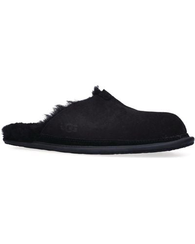 UGG Hyde Faux-fur Lined Leather Slippers - Black