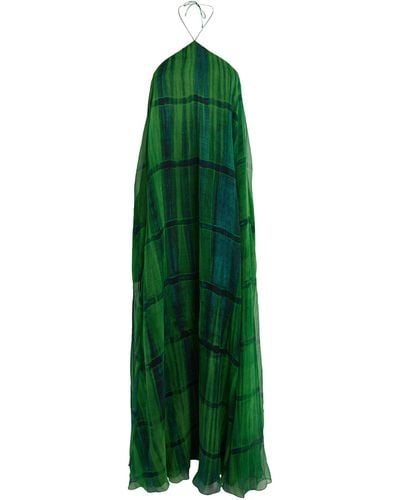 Delos Silk Patterned Maxi Dress - Green