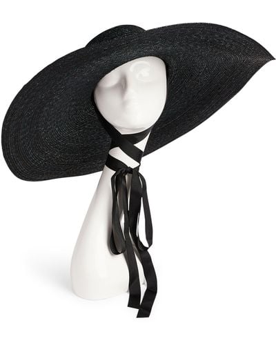 Eliurpi Straw Maxi Boater Hat - Black
