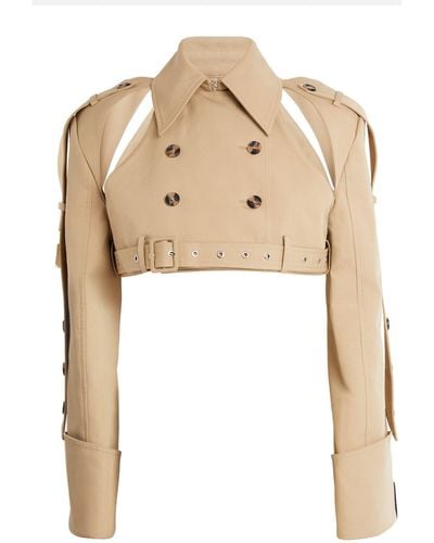 ROKH Cropped Trench Coat - Natural