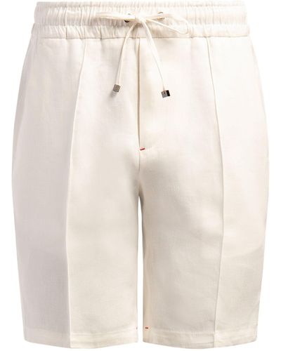 Isaia Linen Drawstring Shorts - White