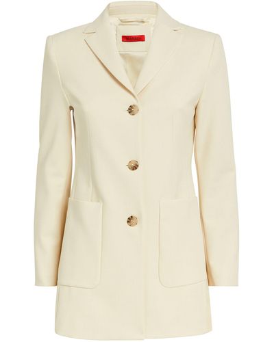 MAX&Co. Single-breasted Longline Blazer - Natural