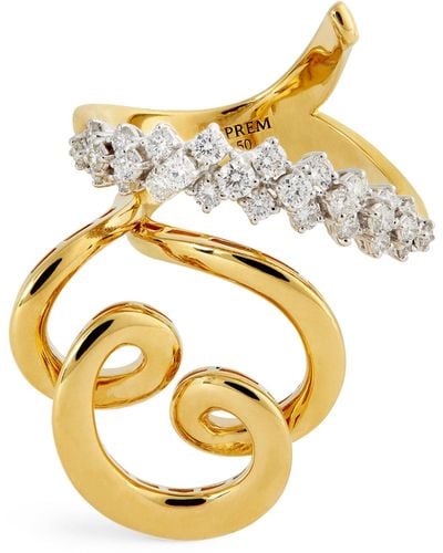 YEPREM Yellow Gold And Diamond Strada Ring - Metallic