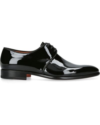 Santoni Patent Leather Moor Oxford Shoes - Black
