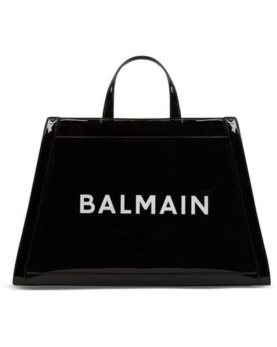 Balmain Patent Leather Olivier's Tote Bag - Black