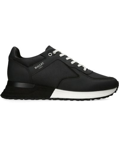 Mallet Lux Mesh-panel Matte-leather Sneakers - Black