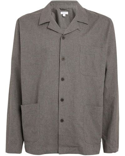 Sunspel Cotton Pajama Shirt - Gray