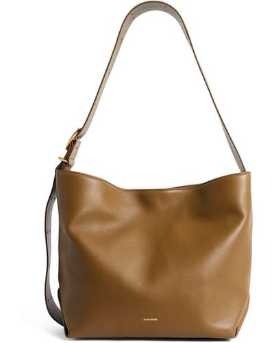Jil Sander Medium Leather Folded Tote Bag - Brown