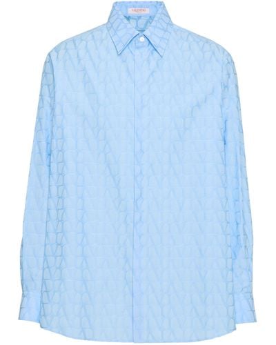 Valentino Cotton Toile Iconographe Shirt - Blue