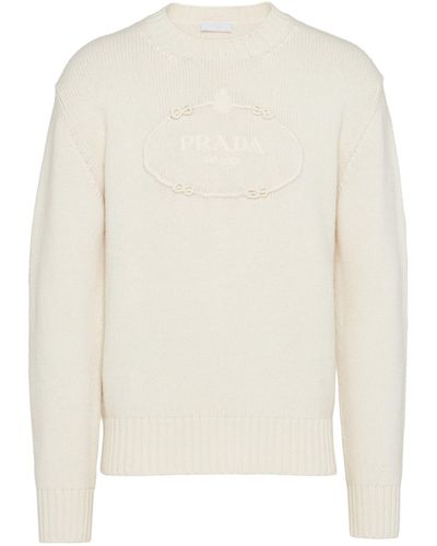 Prada Wool-cashmere Logo Jumper - White