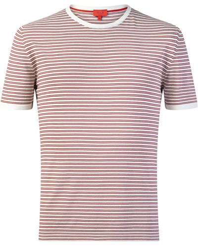 Isaia Cotton Striped T-shirt - Pink
