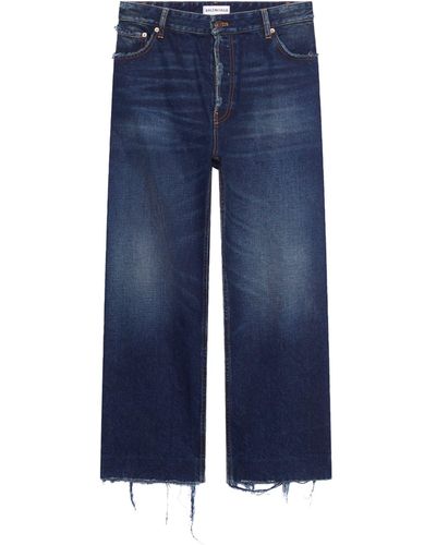 Balenciaga Distressed Cropped Jeans - Blue