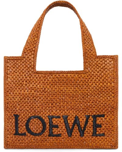 Loewe X Paula's Ibiza Small Raffia Font Tote Bag - Brown