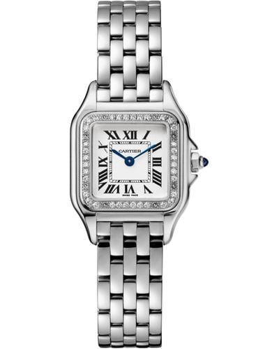 Cartier Small Stainless Steel And Diamond Panthère De Watch 30mm - White