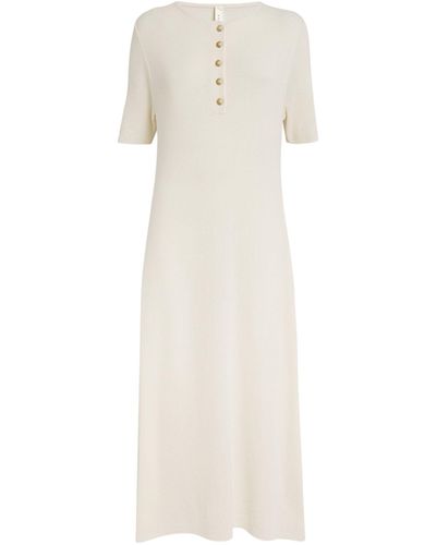 Lauren Manoogian Cotton-linen Henley Midi Dress - White