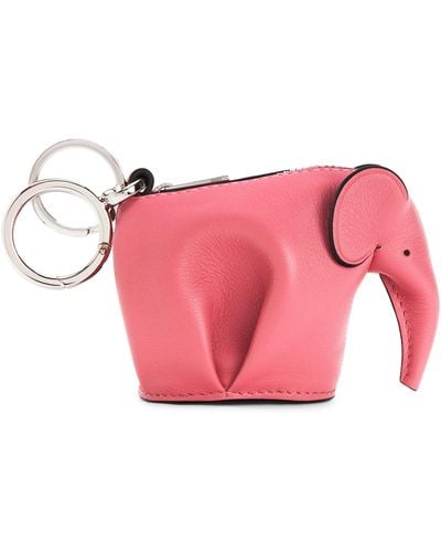 Loewe Leather Elephant Charm - Pink