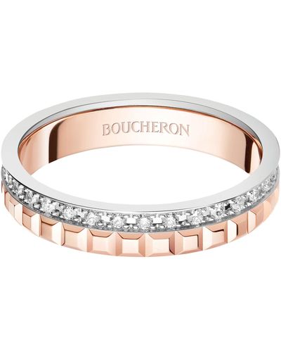 Boucheron Yellow Gold, Rose Gold And Diamond Quatre Wedding Band - Brown