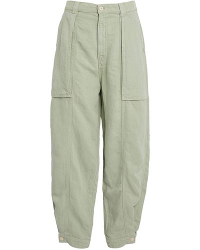 Mother Linen-blend Chute Trousers - Green