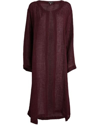 Eskandar Linen-blend Woven Cardigan - Purple