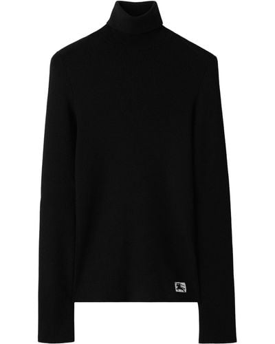 Burberry Wool-blend Ekd Rollneck Sweater - Black