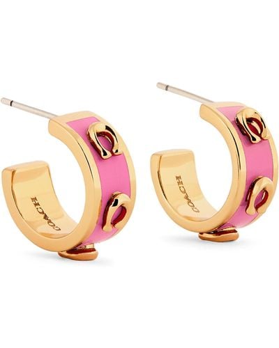 COACH Enamel C Hoop Earrings - Pink