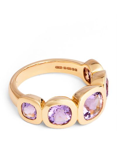 Robinson Pelham Yellow Gold And Amethyst Marnie Ring - Pink