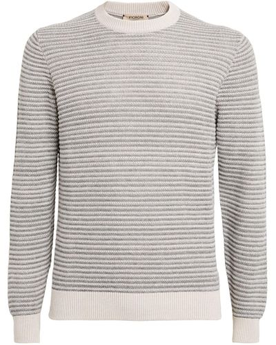 FIORONI CASHMERE Multi-stitch Striped Sweater - Gray
